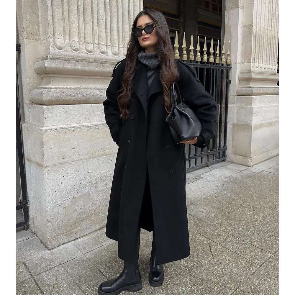 hoodie Women's Wear Women Solid Lace Up Button Turndown Collar Trench Jacket Lady Warm Casual Fashion Jackets Autumn Winter Street Female Coats j
