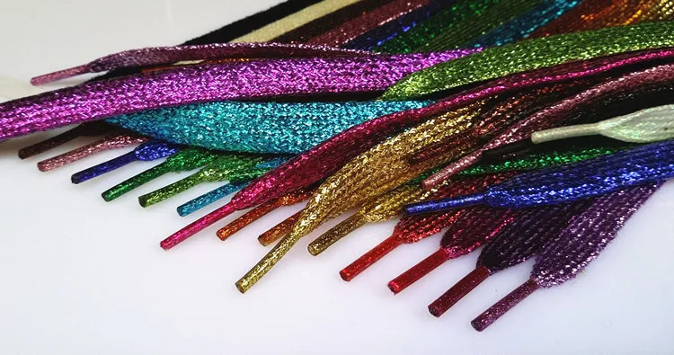 Shiny Glitter Gold and Silver Colorful Bright Shoelaces 16 Colors 110 cm Sneaker Sport Shoes Laces Bootlaces Shoe laces Strings 250114