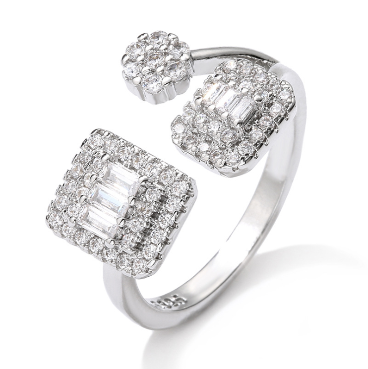 Choucong Gorgeous Weddding Rings Luxury Jewelry 925 Sterling Sillver Fill T Princess Cut White 5A Cubic Zircon CZ Diamond Gemstones Women Open Ring Ad