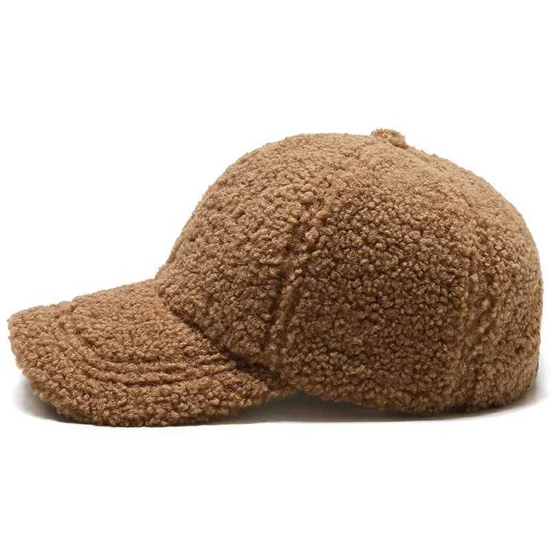 Big Head Solid Artificial Cashmere Baseball C Womens Winter Hat Warm C Plush Baseball C Outdoor Dad Hat W250113