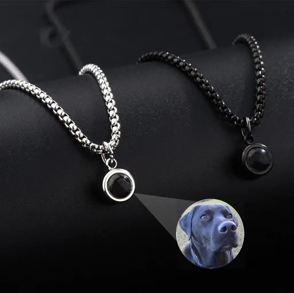Personalized Color Po Projection Necklace for Women Trending Stainless Steel Custom Small Circle Pendant Couple Jewelry 250107
