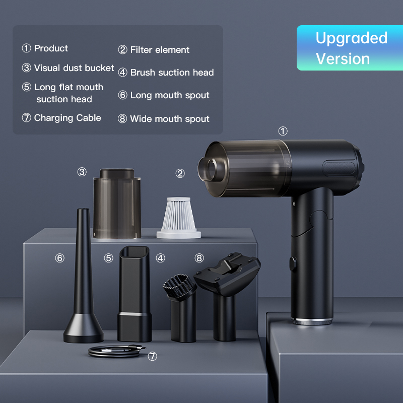 Cordless Handheld Car Vacuum - 12000PA Suction Portable Auto Cleaning Tool with LED Light and Magnetic Dust Bin