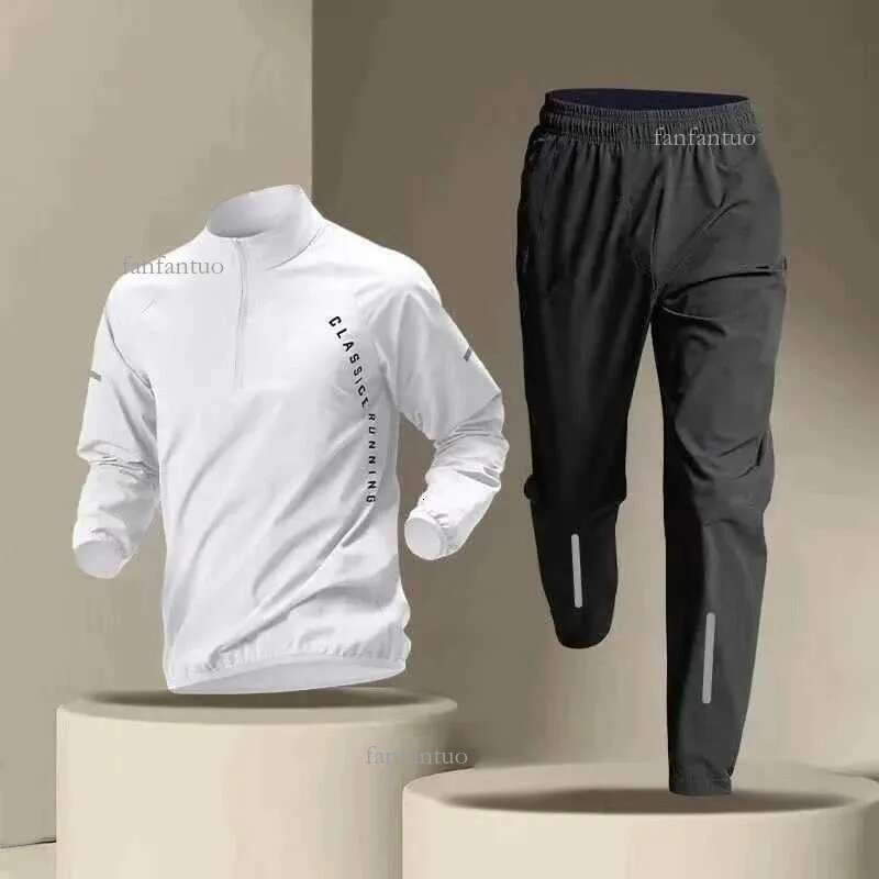 Men's Tracksuits Couple Quick Dry RunnSets Outdoor Sports Top and Pants Fashionable Mens Track and Field Wear Breathable Windproof Shirt Train Su
