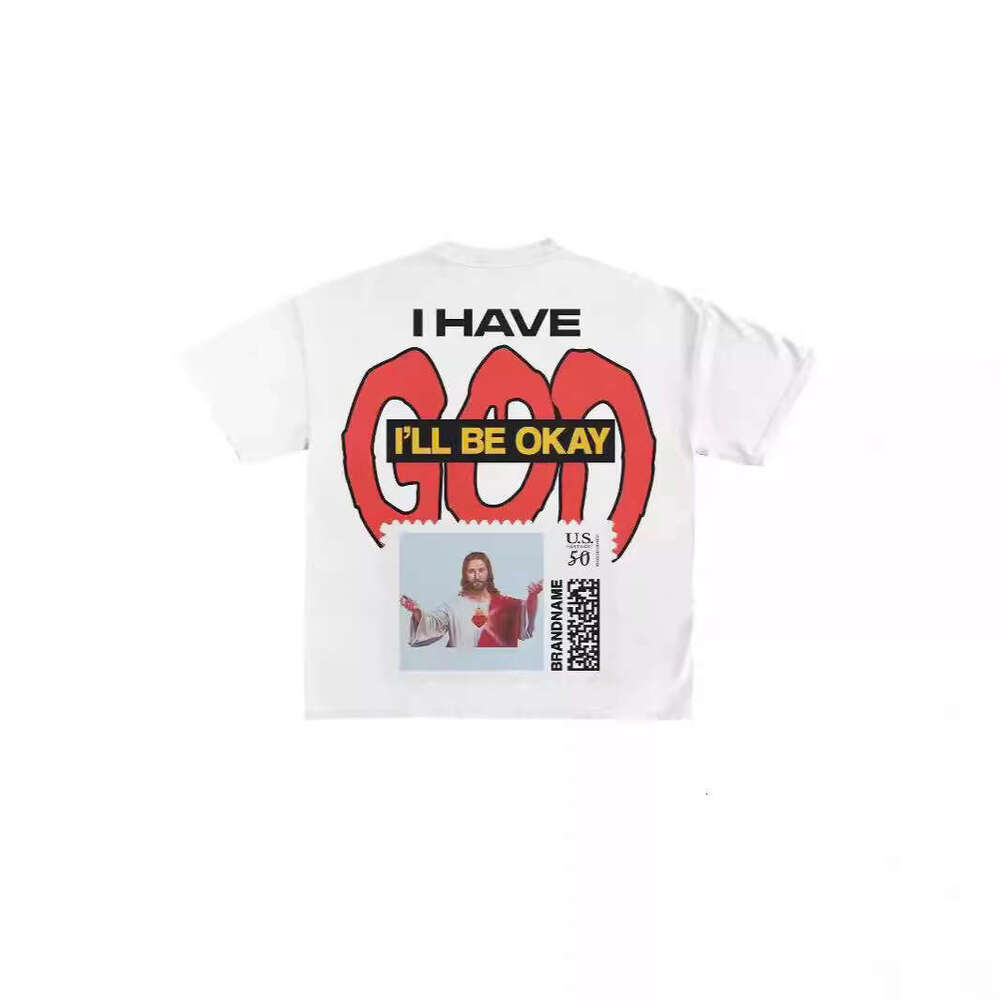 Summer personalized street trend letter printed cotton unisex pullover top