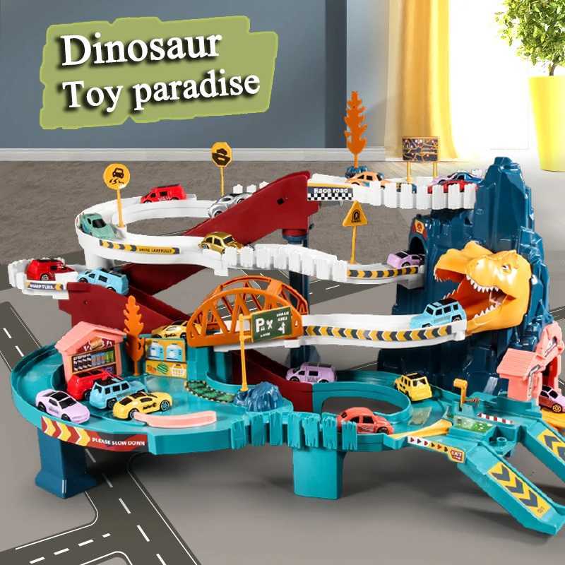 Dinosaur rail car toy train adventure car parking lot childrens puzzle 2-3 years old 4 boys X250114