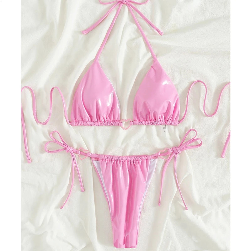 Sexy PU bikini 2025 womens swimsuit womens swimsuit Brazilian bikini swimsuit swimming pool swimsuit 250110