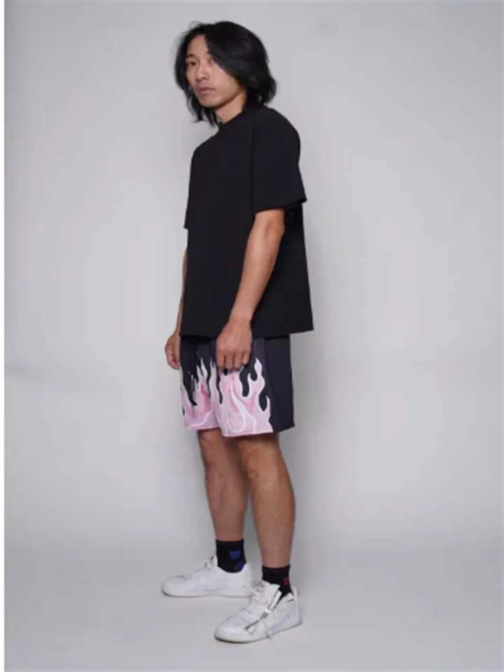2023 mesh breathable mens shorts gym basketball running quick drying shorts bagged flame print fashionable summer shortsXJ250407