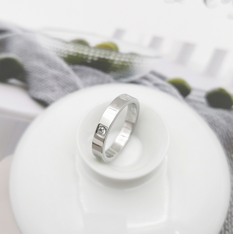 Classic CZ Diamond Ring Fashion Titanium Steel Letter Ring Bague Rings for Men Women Wedding Party High Quality Jewelry Gifts 5-11