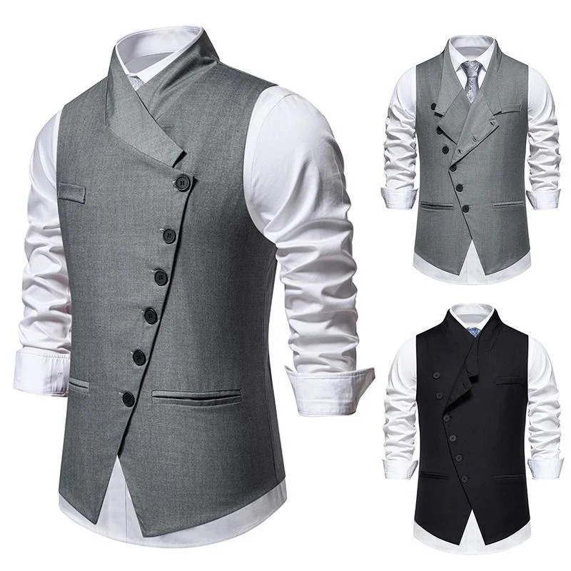 Mens Suit Vest Oblique Lapel Slim Fit Business Casual Wedding Mens Dress Waistcoat chalecos para hombre 250107