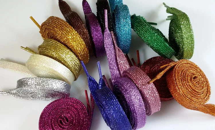 Shiny Glitter Gold and Silver Colorful Bright Shoelaces 16 Colors 110 cm Sneaker Sport Shoes Laces Bootlaces Shoe laces Strings 250114