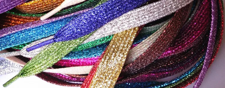 Shiny Glitter Gold and Silver Colorful Bright Shoelaces 16 Colors 110 cm Sneaker Sport Shoes Laces Bootlaces Shoe laces Strings 250114