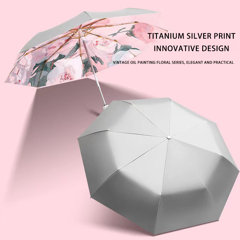 High-Quality Automatic Umbrella with Titanium Silver Printing for All Weather Conditions