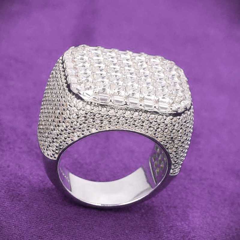 2024 Hip Hop Fine Jewelry Passd Diamond Tester 925 Sterling Silver Iced Out VVS Moissanite 8 Rows Princess Cut Ring For Men