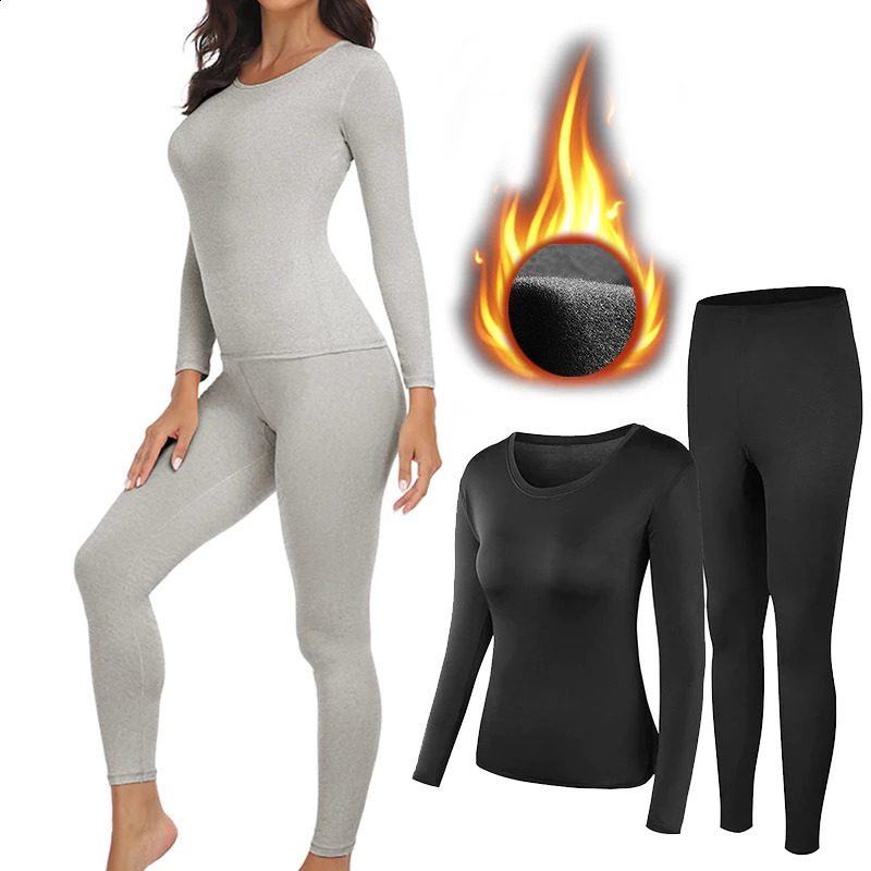 Women Thermal Underwear Set Soft Fleece Lined Base Layer Cold Weather Top 250102