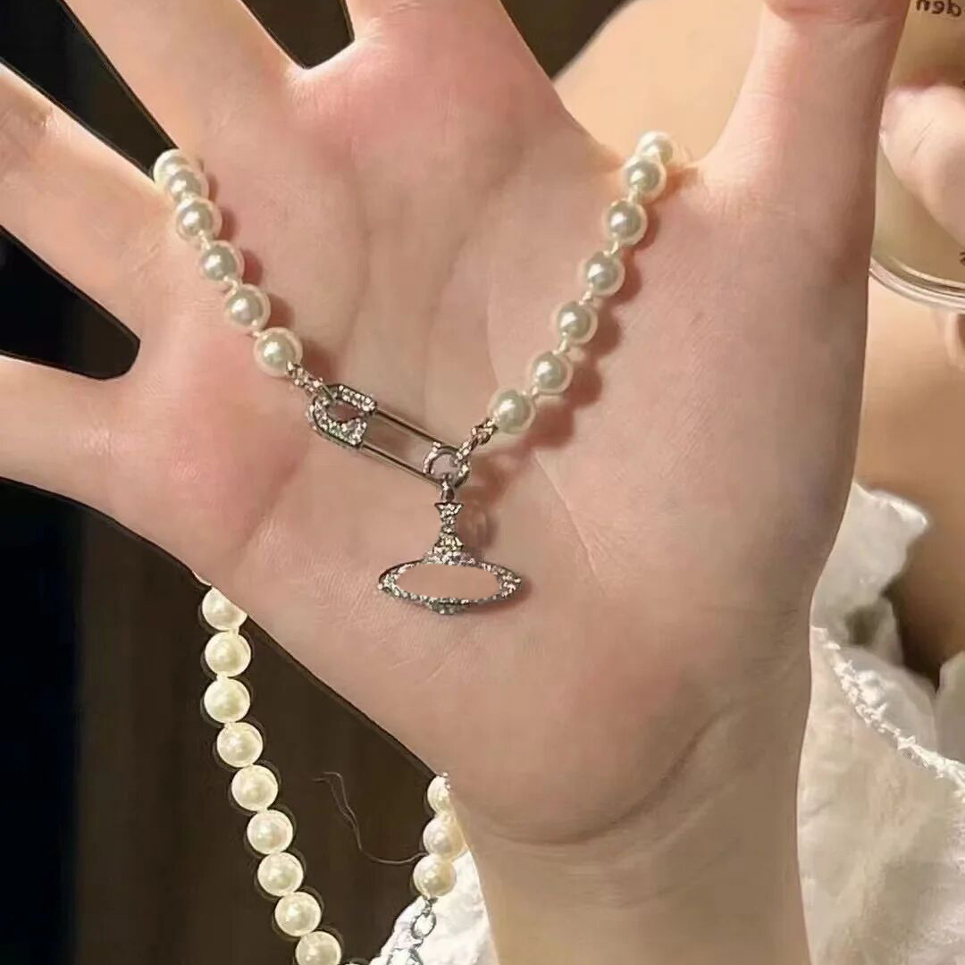 Saturn designer necklaces womens designer necklace diamond planet pendant gold silver color luxury necklace designer for women designer jewelry famous zl263
