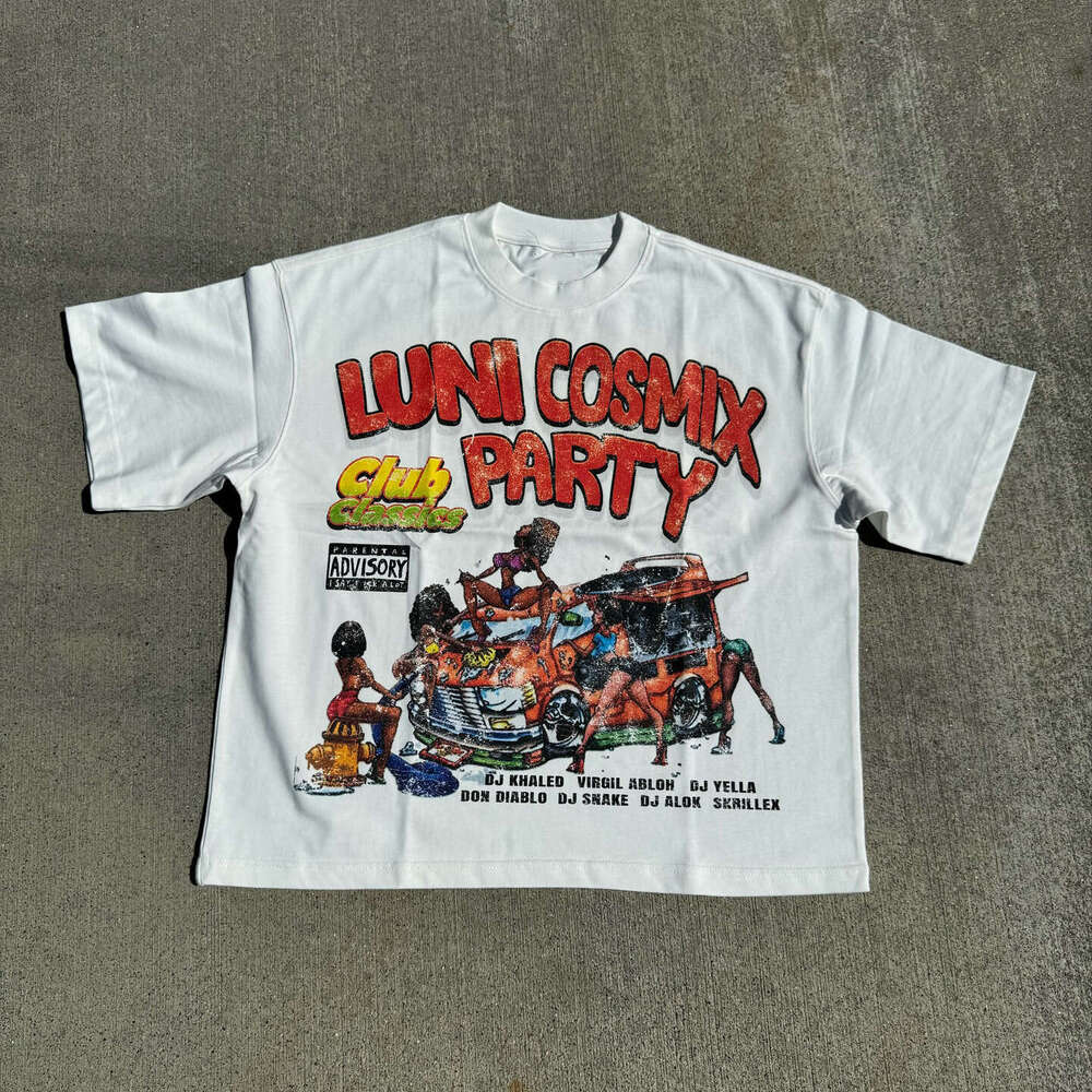 American style Y2K summer high street hip-hop letter print loose casual unisex cotton short sleeved t-shirt