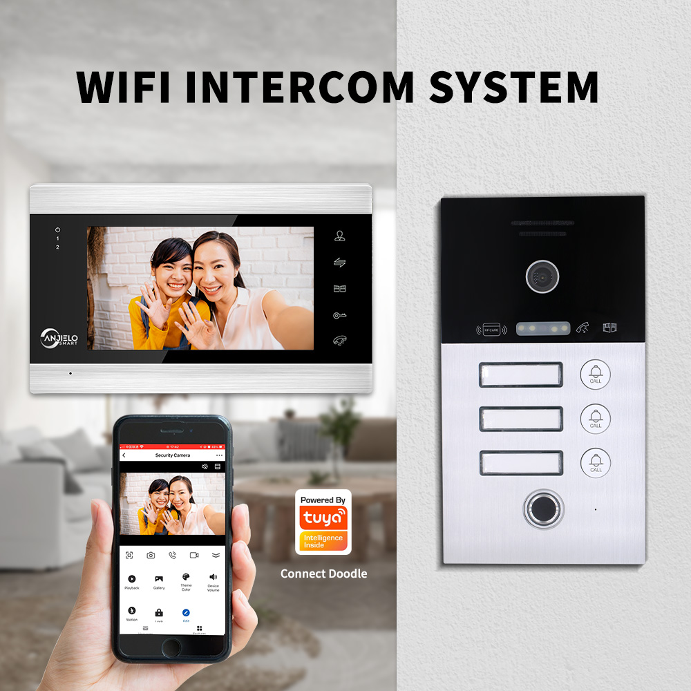 Anjielosmart WiFi Video Intercom For Apartment Home Tuya Video Doorbell Door Phone WiFi Wireless Video Intercom System For Home