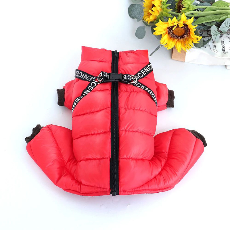 Wholesale Cross-border wholesale dog new winter warm cotton-padded coat plus fleece thickened pet coat dog four-legged cotton-padded coat 2025 cold we