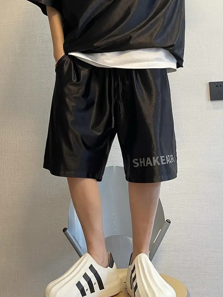 Glossy Pockets Mens Shorts Outdoor Fitness Male Plus Size Casual Sports Basketball Bottoms 250109