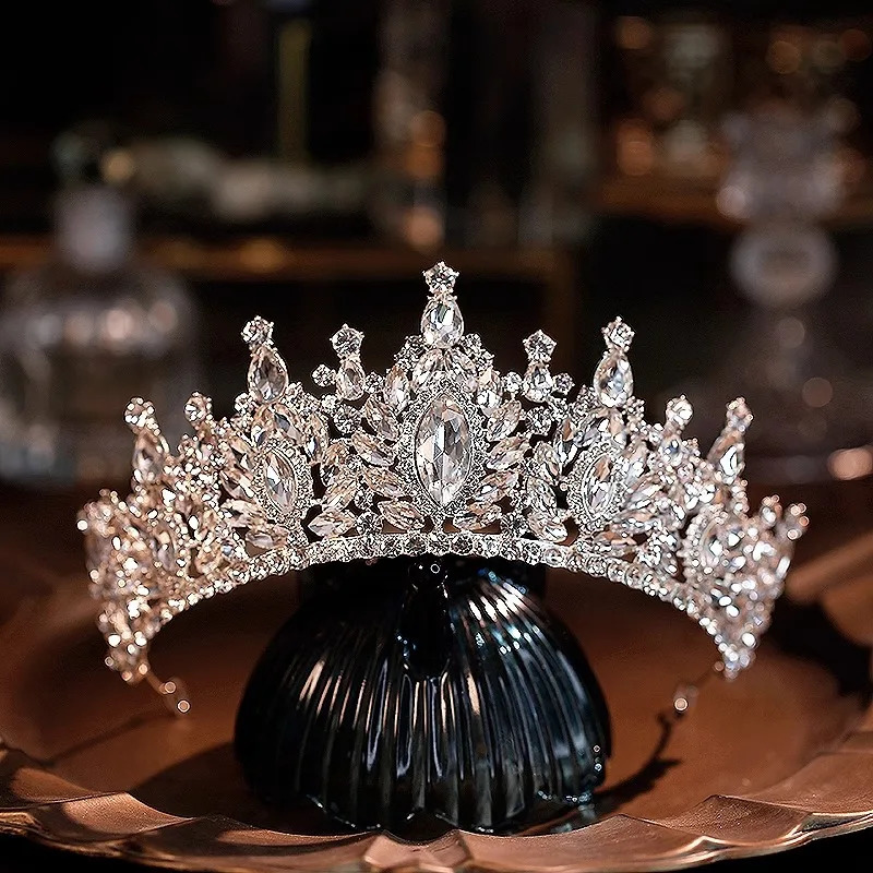 DIEZI Baroque Big Water Drop Crystal Tiara Crown For Women Girls Wedding Elegant Bridal Princess Party Hair Dress Jewelry250108