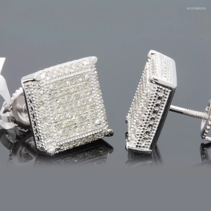 Stud Earrings Rock Hip Hop Iced Out For Women Men Male Ice Studded Zircon Silver Color Piercing Ear Accessories Trend Jewelry