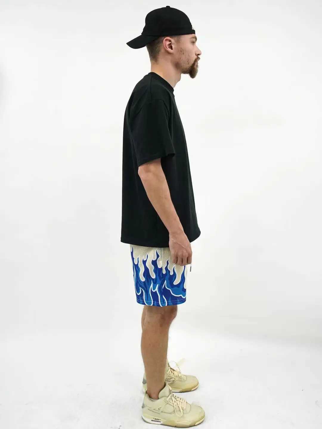 2025 New American Shorts Mens Trend Brand Alliance Flame Shorts Fitness Shorts Sports Running Speed Dry Basketball Couple Xiao ErXJ250407
