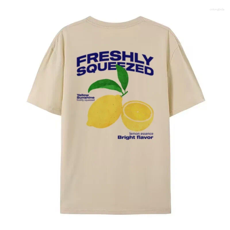 Womens T Shirts 90s Retro Lemon Citrus Back Print T-Shirt Oversized Cute Aesthetic Fruit Graphic Tees Streetwear Tops Women Fashion