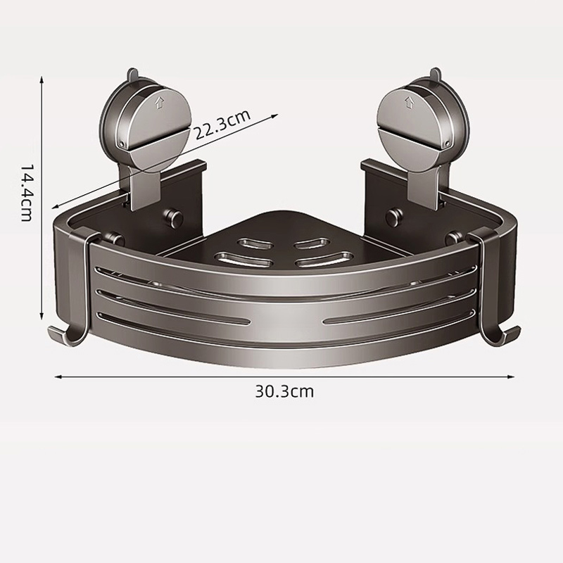 Bathroom triangular storage rack suction cup Aluminum bathroom storage Toilet shower shampoo lotion wall hanging corner shelf