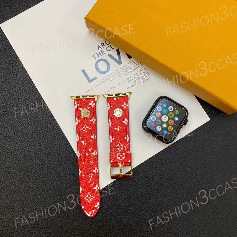 Designer Watchbands Golden Straps for Apple Watch 8 7 6 5 4 3 2 SE Strap Replacement watchband Leather Bands iWatch Series 49 45 44 mm 41mm 42 38mm