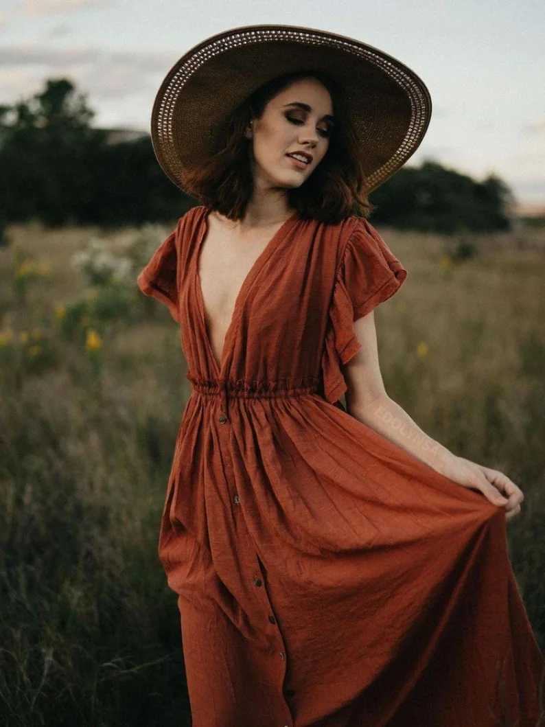 Bohemian maternity photography prop dress button decoration pregnancy photo shoot Bohemian baby shower long dress front seam W250113