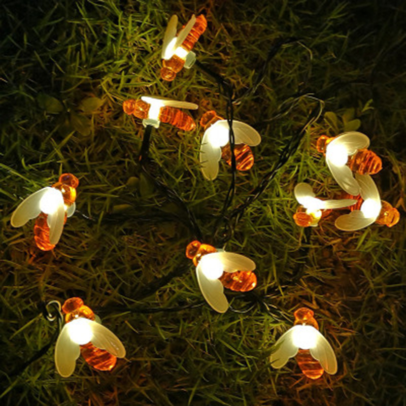 Outdoor Decorative Warm White LED Solar Bee Light String with 30 LEDs Included