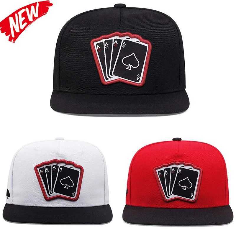 New Fashion Hip Hop Cs Mens and Womens Poker Embroidered Baseball Cs Outdoor Sun Hat Neutral Adjustable Snback Hat W250113