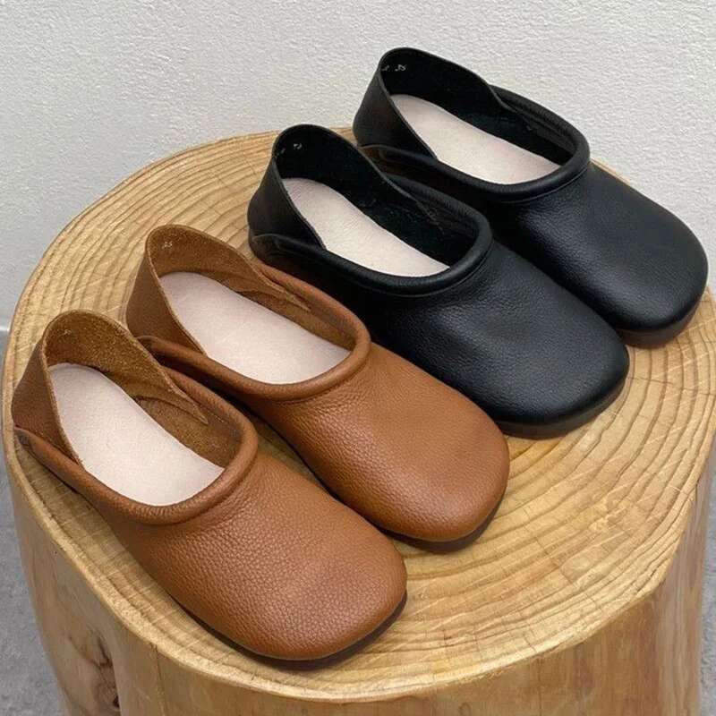 Flats Women Loafers Designer Leather Casual Autumn Soft Oxford Shoes 2024 New Trend Walking Cozy Chaussures Femme