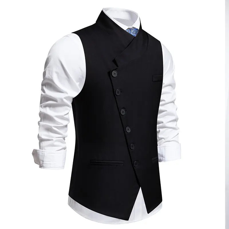Mens Suit Vest Oblique Lapel Slim Fit Business Casual Wedding Mens Dress Waistcoat chalecos para hombre 250107