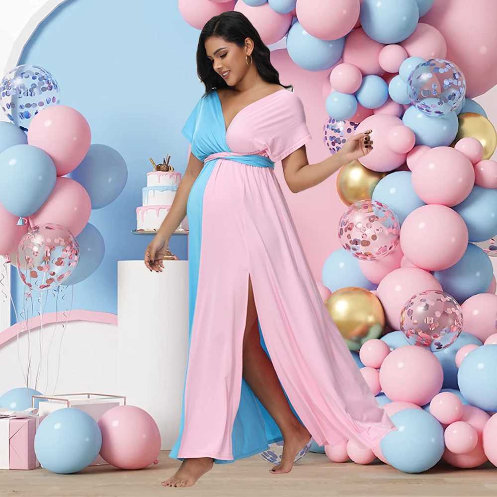 Pregnant womens colorful lock dress for photosoot cross packaging split style dress elastic suspender backless pregnancy baby shower bar prop W250113