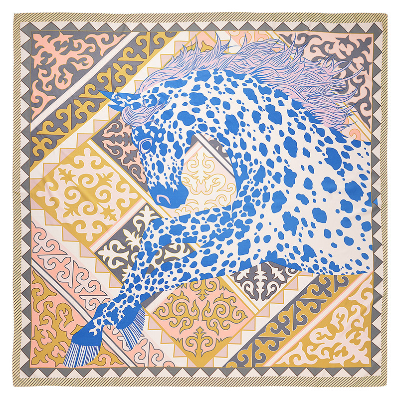 130cm New Leopard Pegasus Silk Scarf Midsummer Dream Printed Twill Square Ladies Shawl Handkerchief