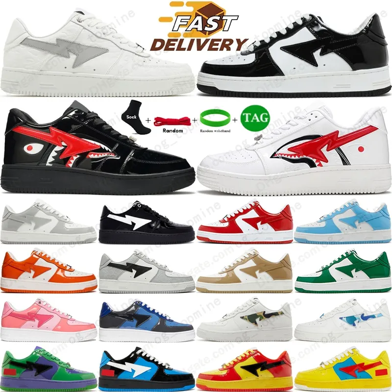 2025 Designer Shoes Sneaker Mens Womens Low Patent Leather Black White Blue Green Pink Camo Camouflage Skateboarding Jogging Sports Trainers