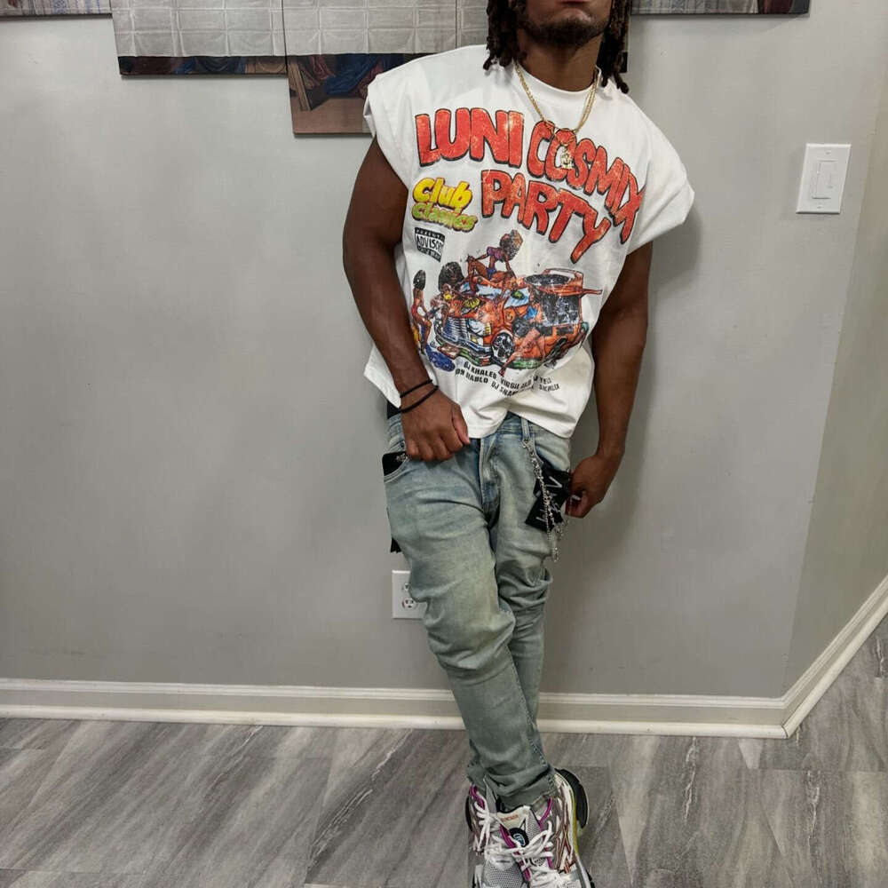 American style Y2K summer high street hip-hop letter print loose casual unisex cotton short sleeved t-shirt