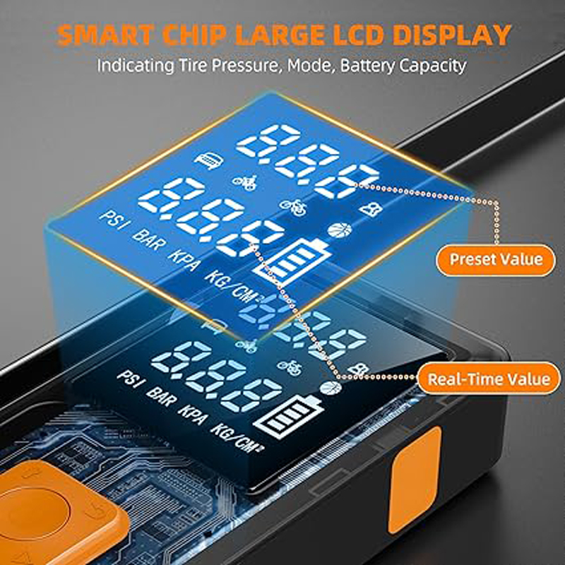 Portable car battery jump starter, 4000A 12V with air compressor and 150PSI tire inflator, car battery pack jump box tire pump with LCD display screen