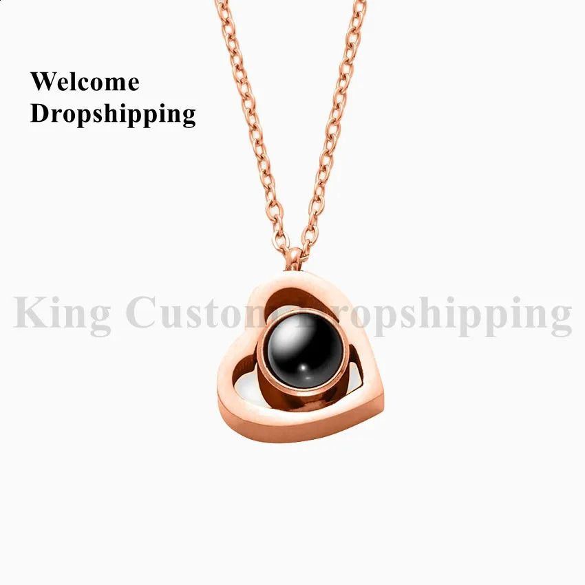Non-Oxidation Customized Projection Heart Necklace Steel Durable Jewelry Birthday Christma Day Memory gift for Lovers and Family 250107