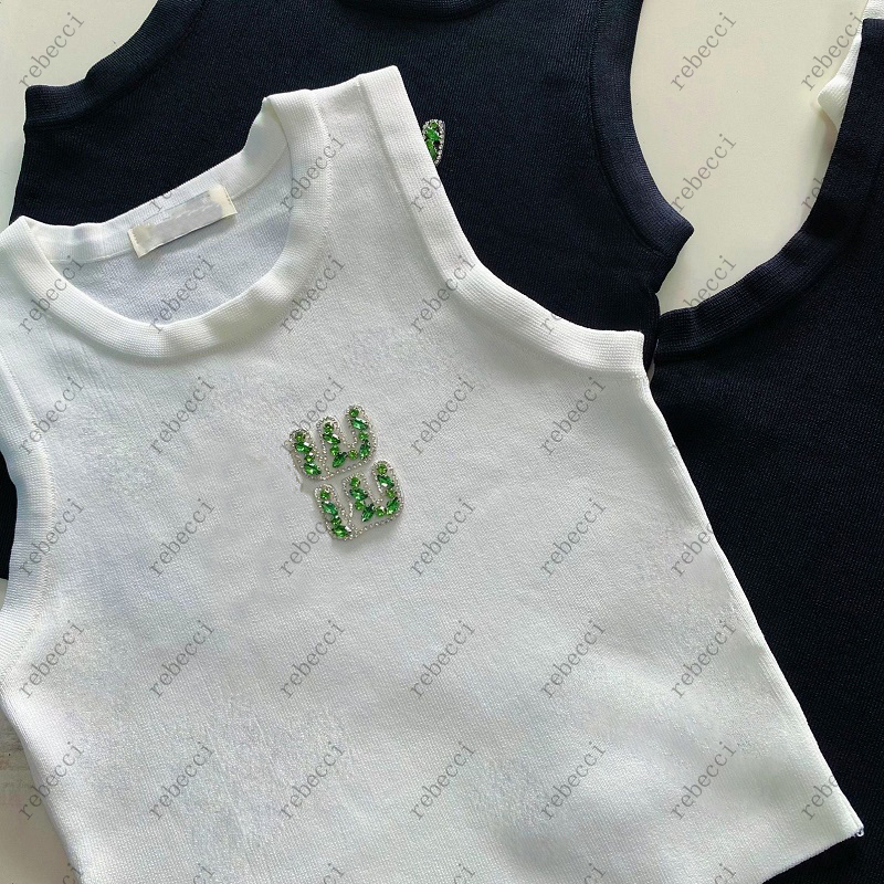 Womans Designer Shirt Luxury Women Sleeveless Fashion Pure Cotton Knitted Quality Crop Tops Clothing Designer Shirts For Womens DJD2407244