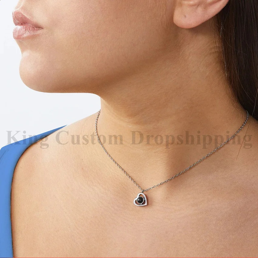 Non-Oxidation Customized Projection Heart Necklace Steel Durable Jewelry Birthday Christma Day Memory gift for Lovers and Family 250107