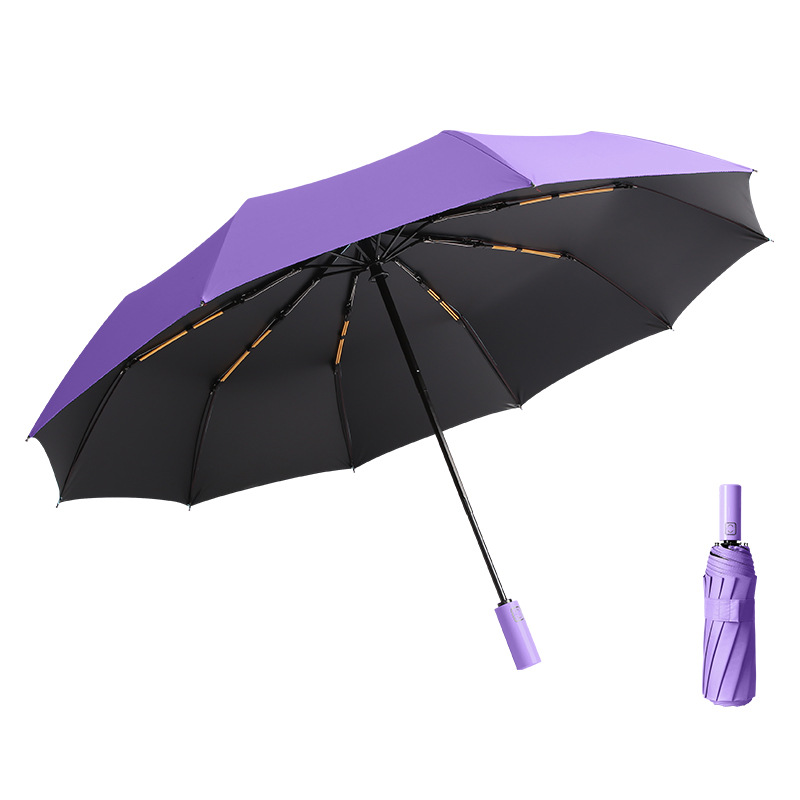 Customizable Full Automatic Black Vinyl Umbrella with Sturdy Dual Dragonbone Handle - Ideal for Any Occasion