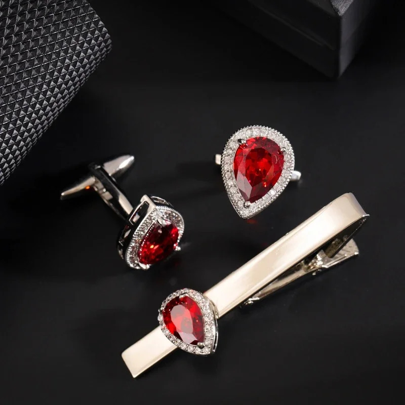 water drop zircon cufflinks jewelry mens and womens French shirt crystal rhinestone cufflinks wedding accessories gifts 250110