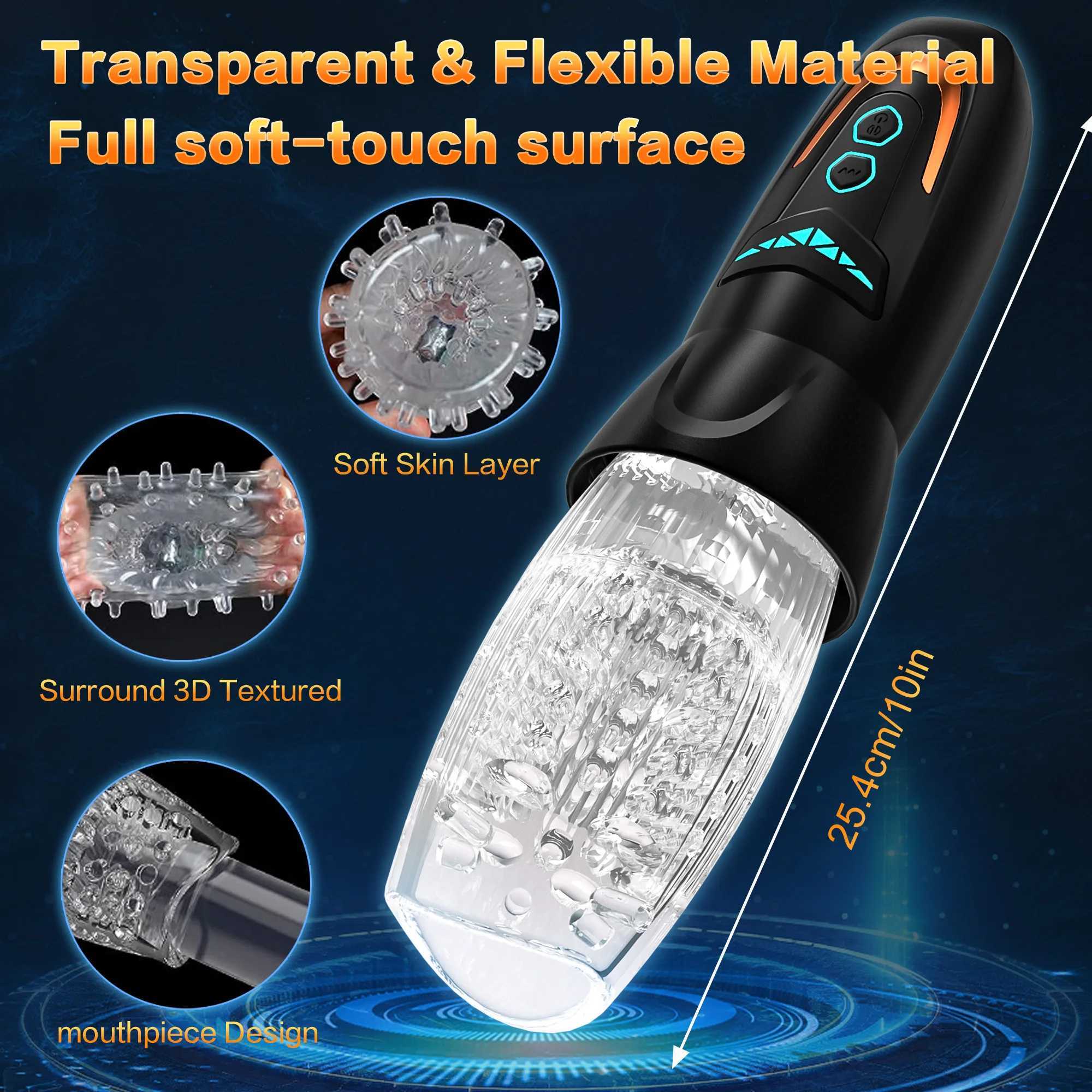 Automatic Rotation Male Masturbators Cup Blowjob Sex Mane Pocket Pussy Penis Massager Glans Adult Sex Toys for ManW250114