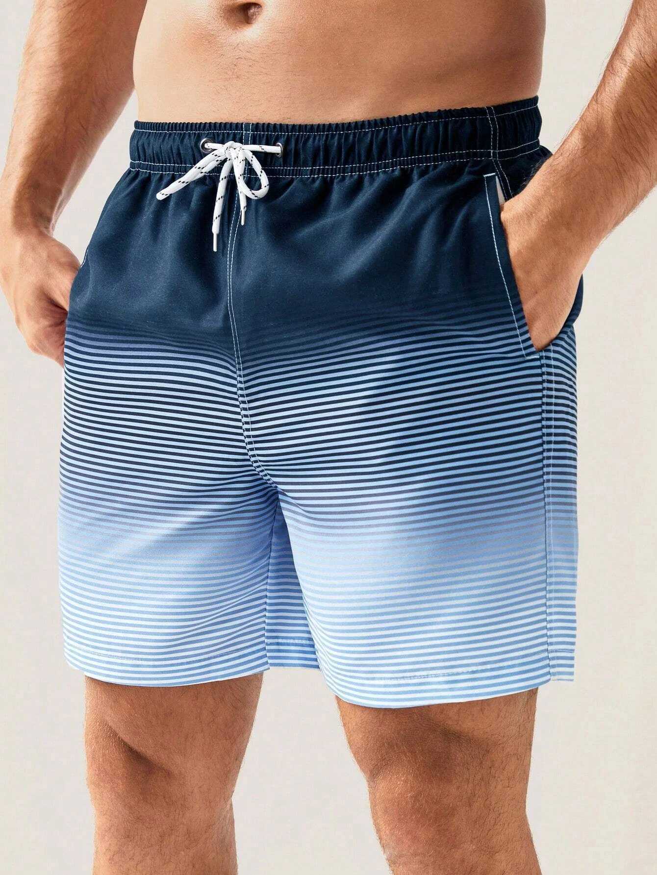 Interesting 3D gradient printed sports shorts for mens summer beach swimming shorts with pockets fashionable lucky draw for mens basketball shorts W25