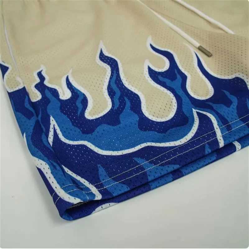 2023 mesh breathable mens shorts gym basketball running quick drying shorts bagged flame print fashionable summer shortsXJ250407