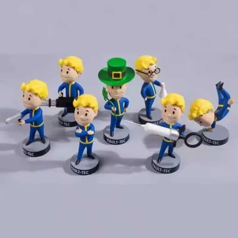 New 4 Vault Boy 3 Generation 7 Shaking Anime Action Figure Statue Model Room Ornament Toys Kids Marriage Fall Free shipping