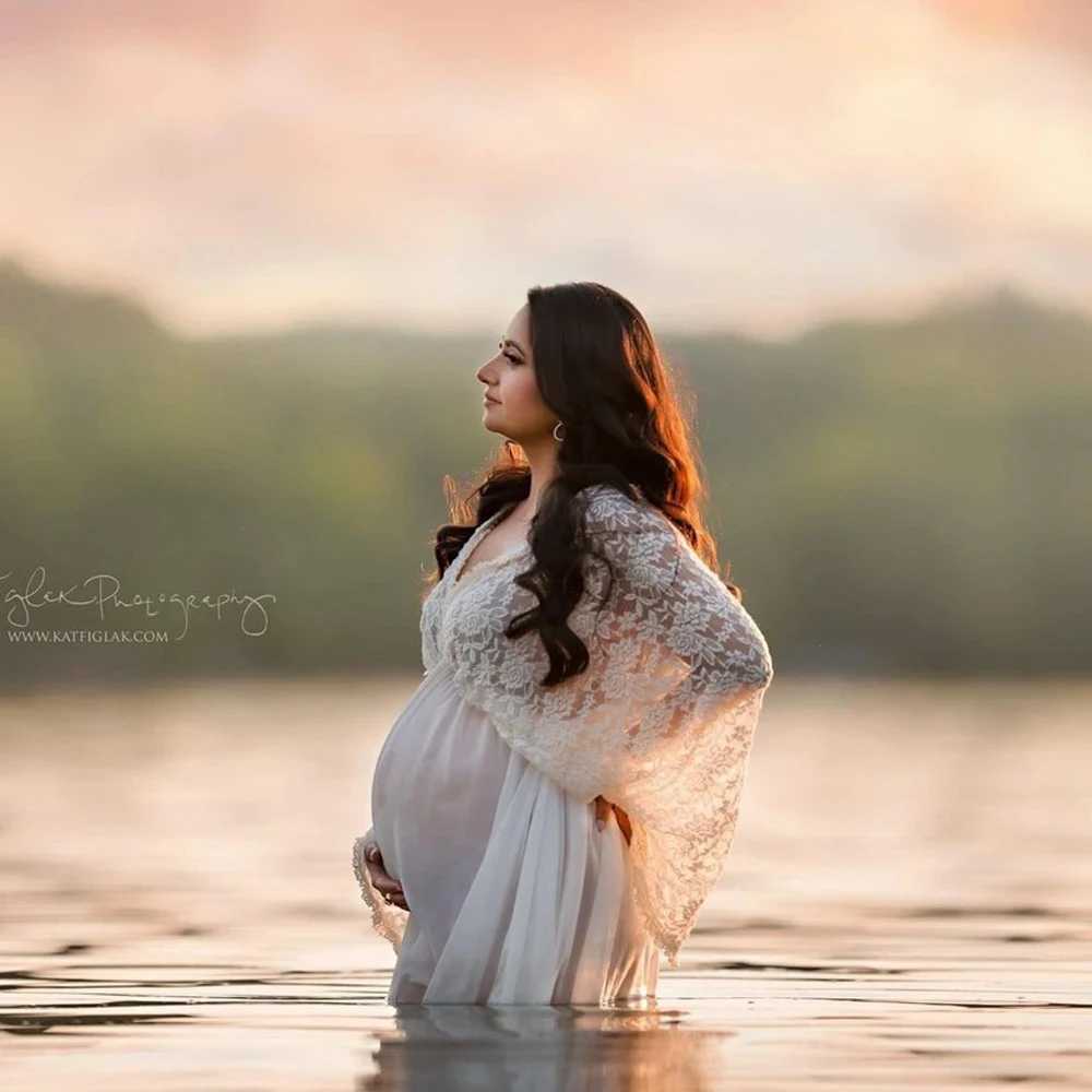 Lace Bohemian maternity photography dress sexy V-neck chiffon maternity shower dress maternity photography dress W250113