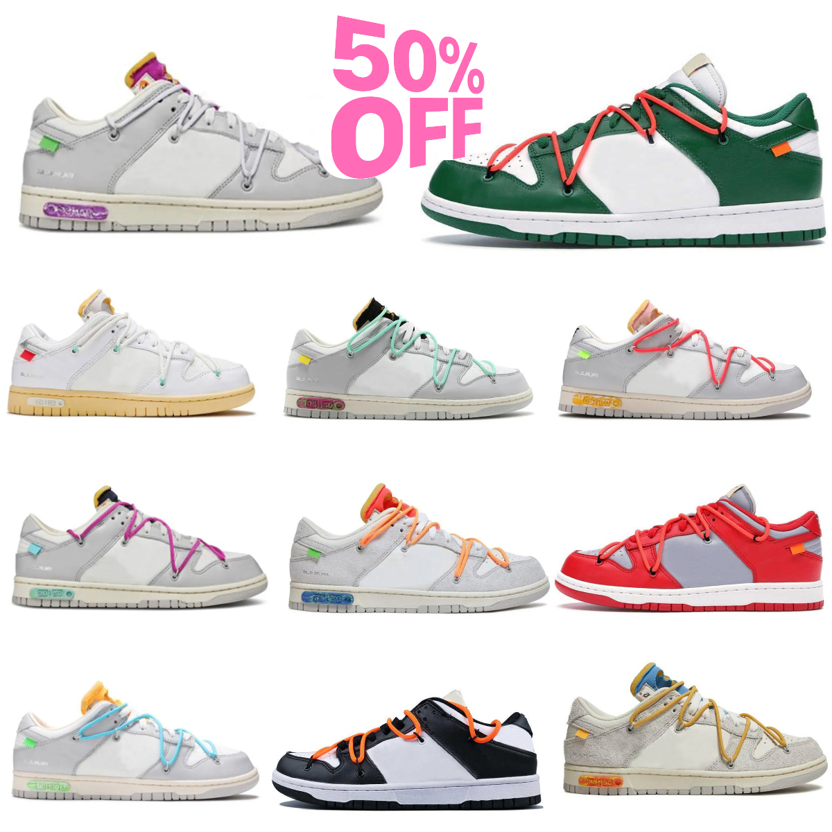 Designer Luxury The Lot 01- 50 Sports Shoes Trainers Mens Womens 09 10 White Black Panda Grey Green Fog Unc Traisners Varsity Pure Platinum Grey Blue Authentic Sneakers